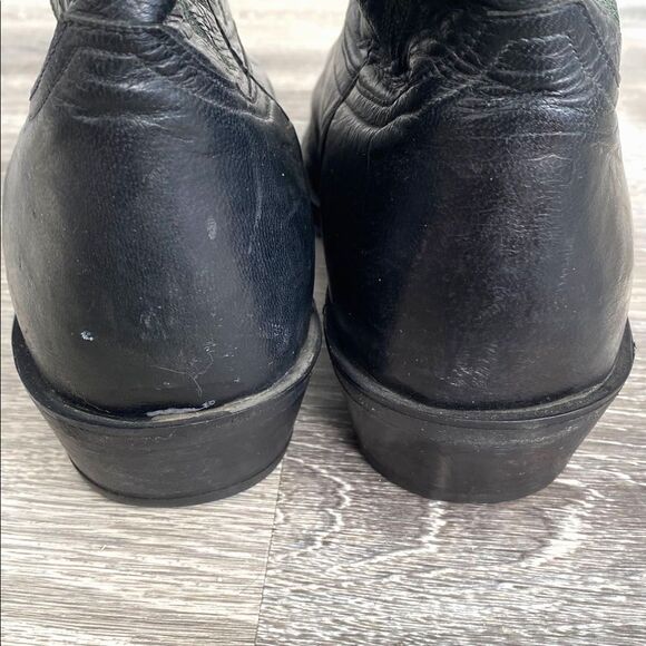 Sonora Double H Men’s Black Leather Western Cowboy Boots Embroidered Sz 11.5